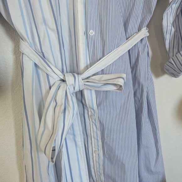 NWT Croft & Barrow Mixed-Stripe Shirt Dress Poplin Work Vacation White Blue 1X - Picture 5 of 15